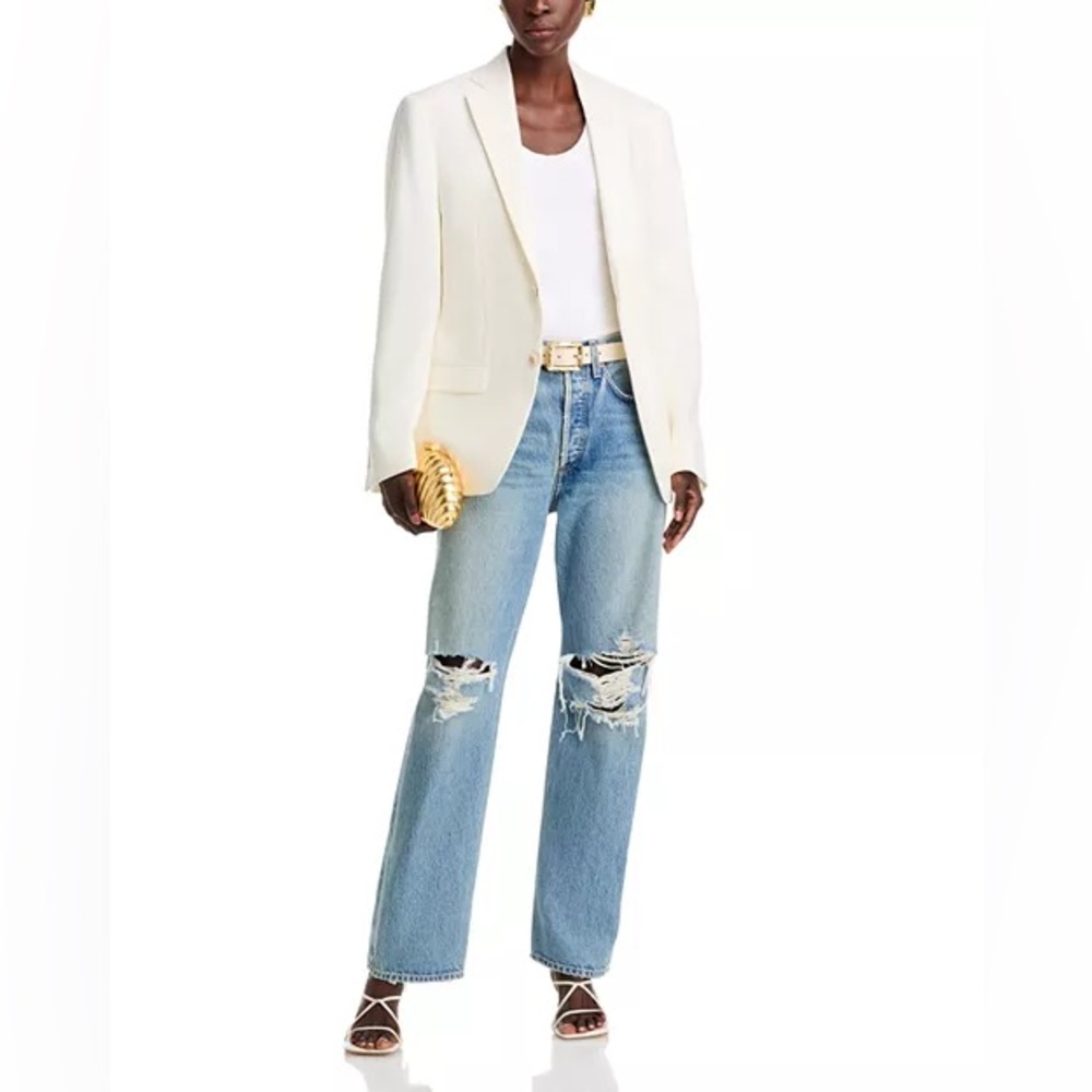 AGOLDE Kelly Distressed high-rise straight jeans A199-1141 BACKDROP